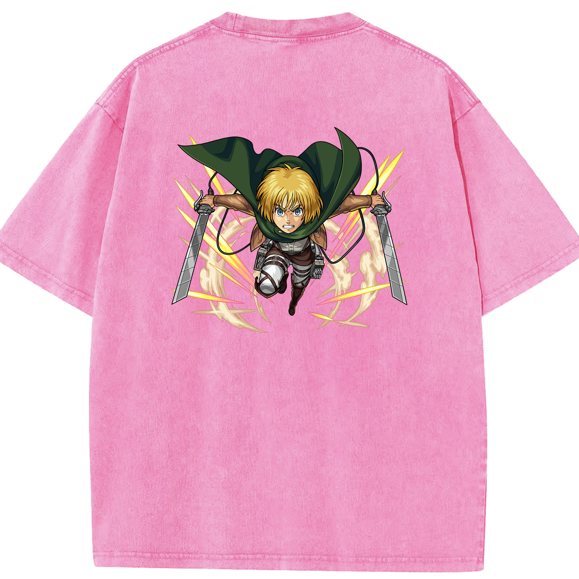 （画像用） 進撃の巨人 アルミン·アルレルト Attack on Titan Armin Arlert 綿100% ヴィンテージ風 半袖Tシャツ（背面プリント）